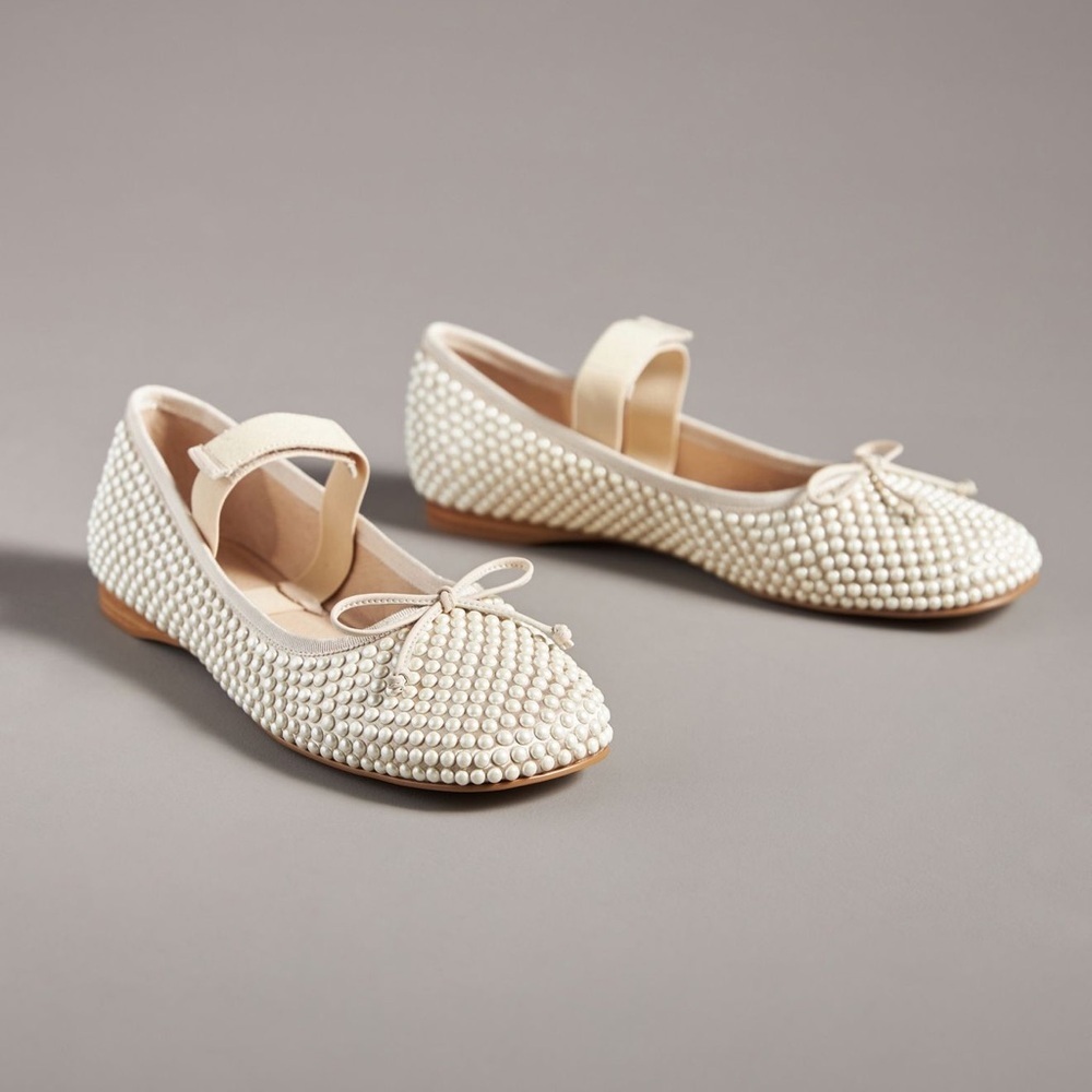 Jeffrey Campbell Pearl Embellished Ballet Flats - Cream/Nude - Size 11